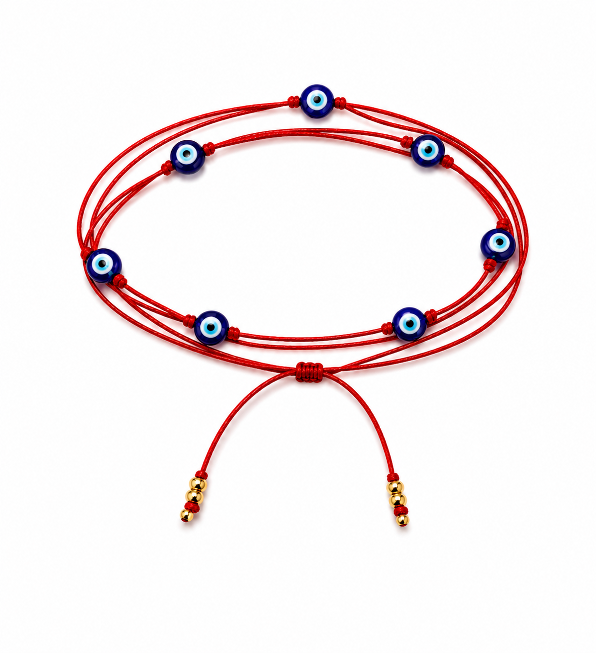 Amuleto PIU — Hilo Rojo con 7 Ojos Turcos  (hilo rojo )