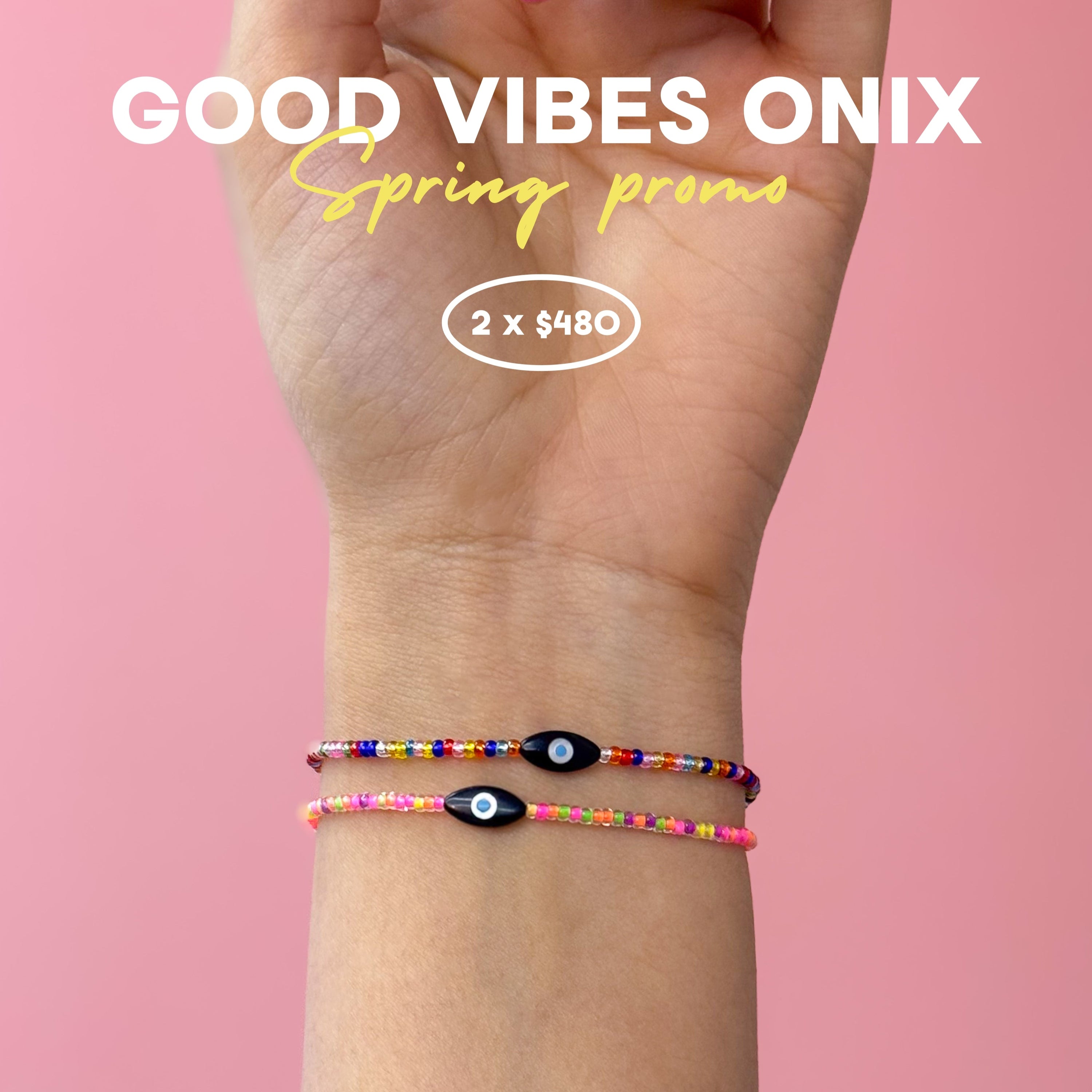 GOOD VIBES ONIX | SET DE 2 PULSERAS PARA REGALAR