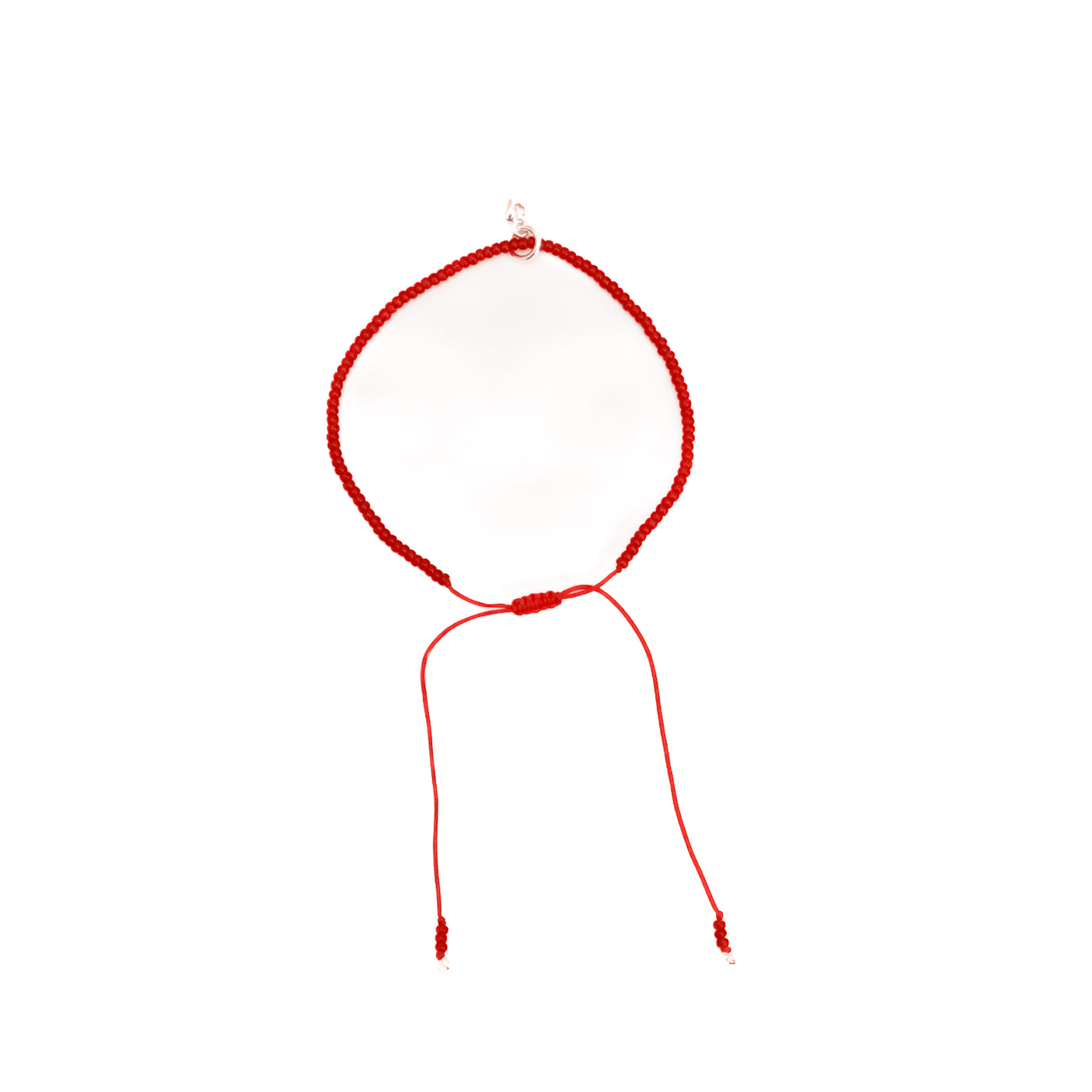 Pulsera de Chaquira Roja con Corazón de Plata