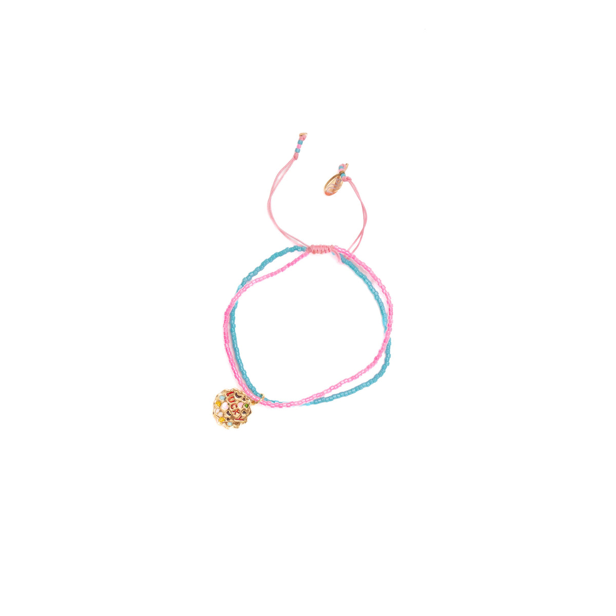 Lucky Doble Hilo | Rosa y Turquesa con Charm Dorado