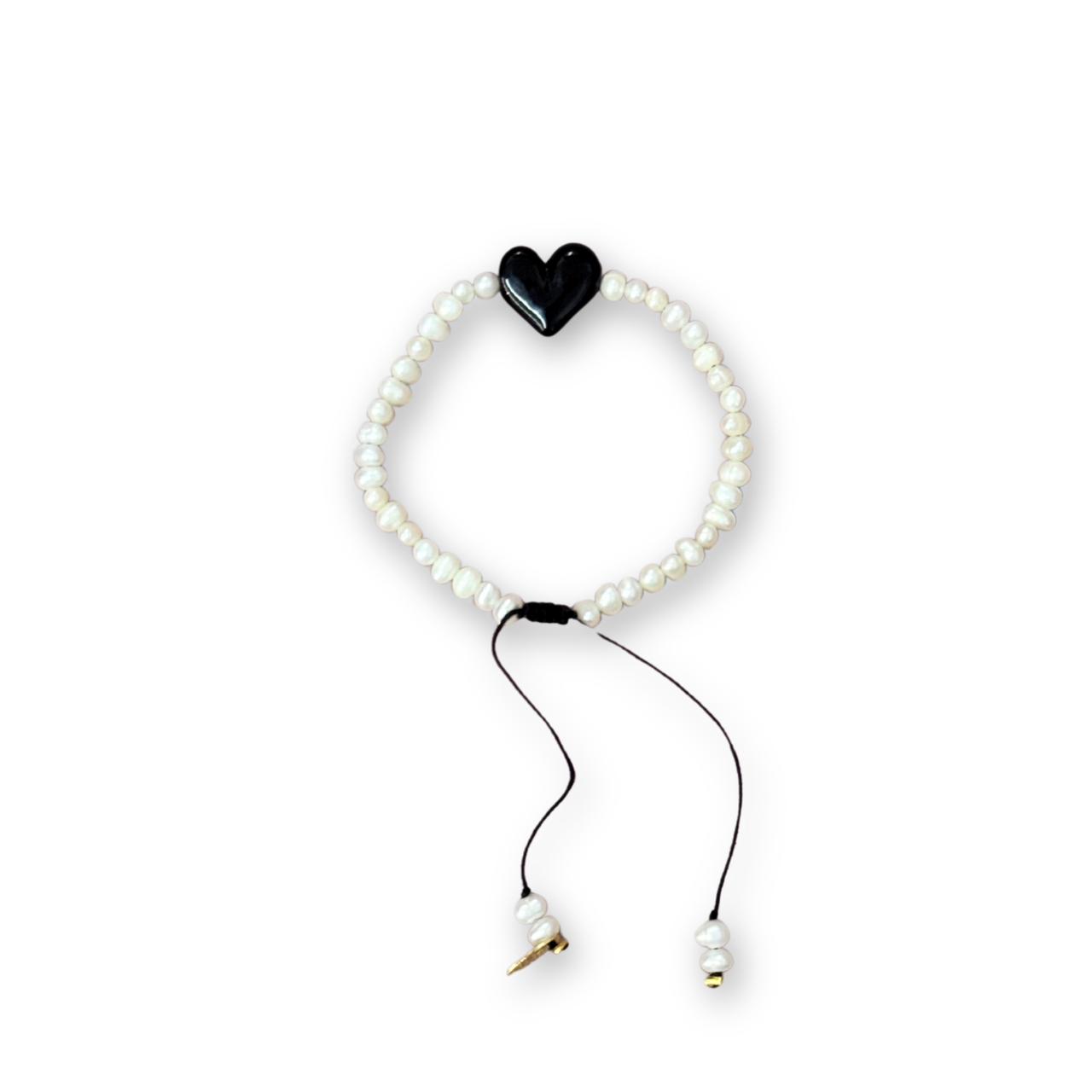 Pulsera “Make a Wish” – Corazón & Perlas Naturales